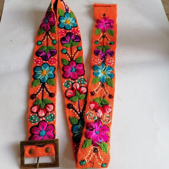 Multicolored Flower Hand-Woven Headband Belt Set main image 5